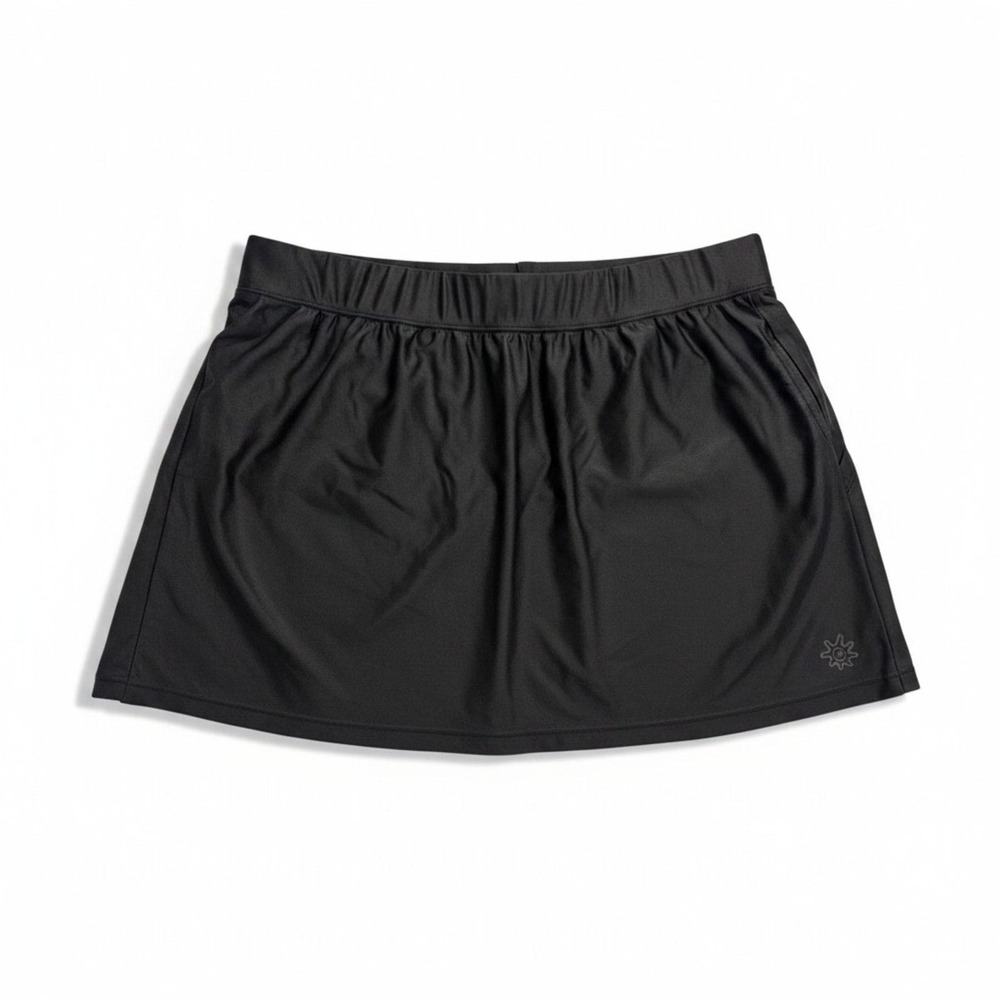 Coolibar XL Black Womens Swim Skort Athleisure Coastal Casual